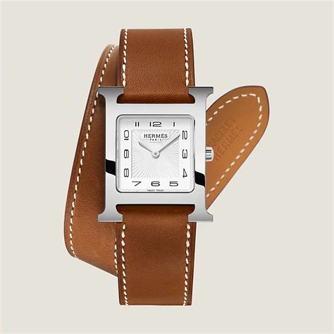 hermes silver watch w leather strap set|Hermes watch strap price.